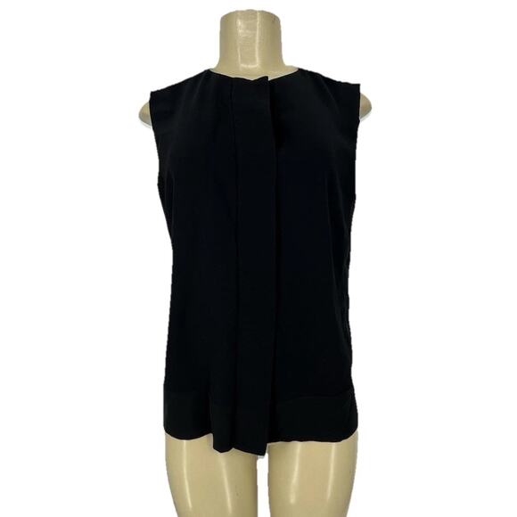 J Brand Small Women Black Blouse Sheer Sides Sleeveless Formal 39-9 - Picture 1 of 10